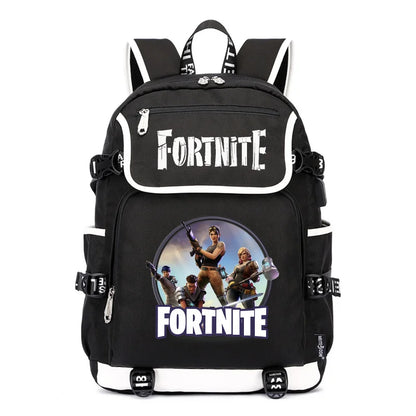 Fortnites Large Capacity Backpack Casual Shoulder Bag with USB Port Unisex Anime Students Schoolbag New Stylish Stationery Gift