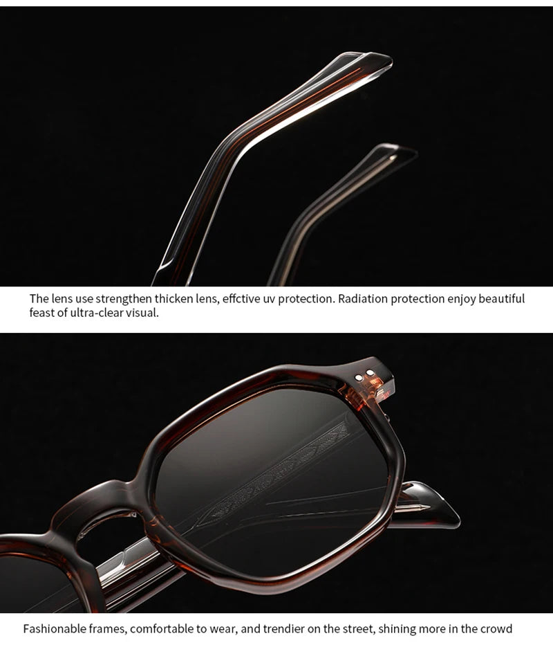 SHAUNA New Polygon Square Men Polarized Sunglasses Retro Rivets Women Blue Green Shades UV400