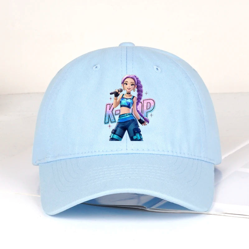 K-POP Purple Hair Idol Cartoon Print Baseball Cap Men Women Y2K Streetwear  Adjustable Dad Hat Sun Hat