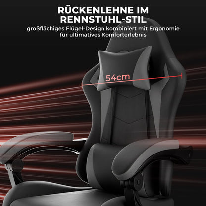 Ergonomic Gaming Chair with Lumbar Support, Adjustable Headrest, Reclining Gamer Chair, Height Adjustable Gaming Chair for PC Gaming & Office