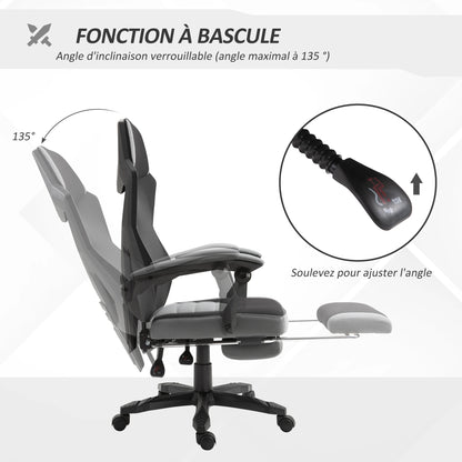 Ergonomic Gaming Office Chair Grey & Black with Adjustable Height, 360° Swivel, Mesh Fabric, High Density Foam, Comfortable Computer Chair
