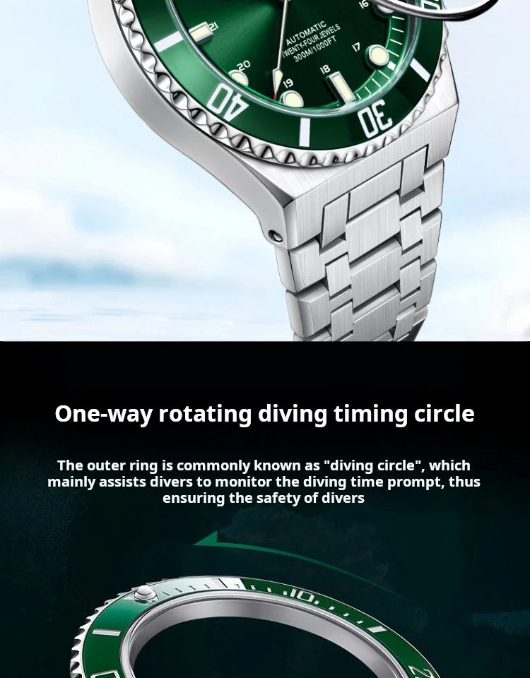 IW Luxury Brand Automatic Mechanical Sports Diving Watch Red Blue Bezel Steel Sapphire Luxury Men's Watches 300M Waterproof
