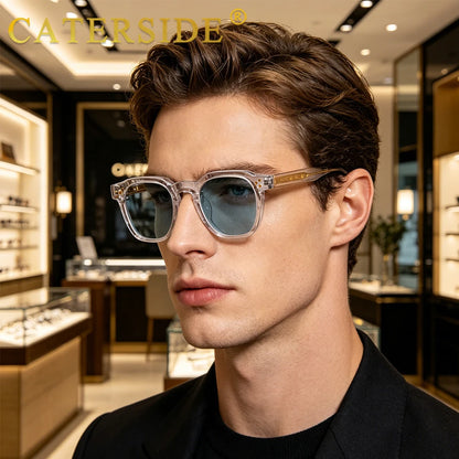 CATERSIDE New Fashion Men's Sunglasses Square Personalized Temple Tips Design Sun Glasses Women's Travel Party Festival Gift