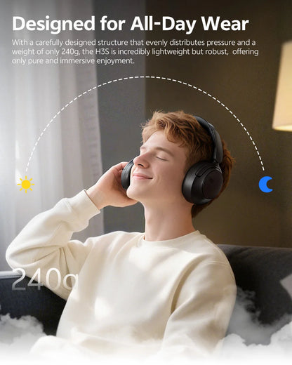 Auriculares circumaurales QCY H3S ANC Bluetooth 6.0 – Audio espacial Hi-Res LDAC, cancelación de ruido adaptativa de -56dB, auriculares inalámbricos