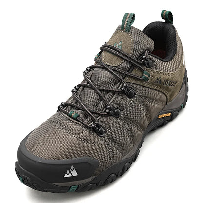 HIKEUP Pantofi de drumeție pentru bărbați, pentru patru sezoane, sport outdoor, piele naturală, rezistenți la uzură, pantofi de escaladă cu talpă din cauciuc, sneakeri de trekking