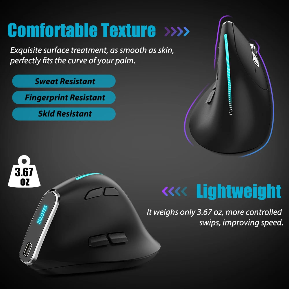 Lefon F33 Bluetooth Ergonomic Trackball Mouse, Rechargeable Wireless Trackball Mouse with Bluetooth & 2.4G, 4800 DPI Ergonomic Rollerball Mouse for PC, Office & Drawing