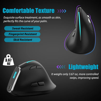 Lefon F33 Bluetooth Ergonomic Trackball Mouse, Rechargeable Wireless Trackball Mouse with Bluetooth & 2.4G, 4800 DPI Ergonomic Rollerball Mouse for PC, Office & Drawing
