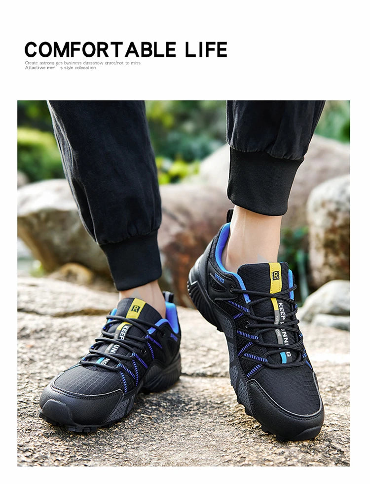 Men's hiking shoes, all-terrain outdoor sports shoes, breathable mesh, non-slip, wear-resistant hiking shoes, outdoor cycling shoes
