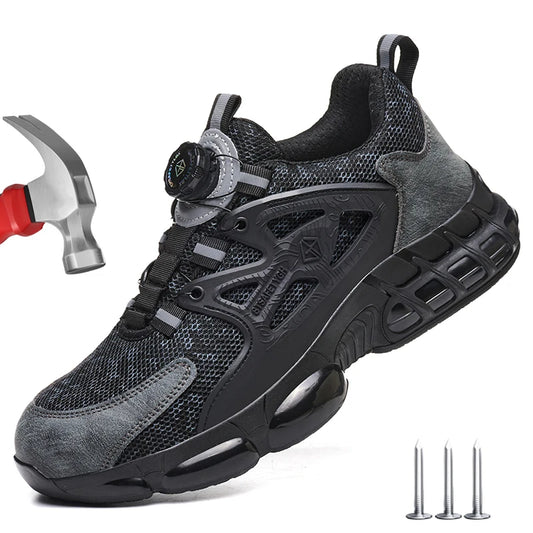 Size 47 48 Work Safety Shoes Men Reflective Design Steel Toe Shoes Rotation Button Work Sneakers Protective Safety Boots
