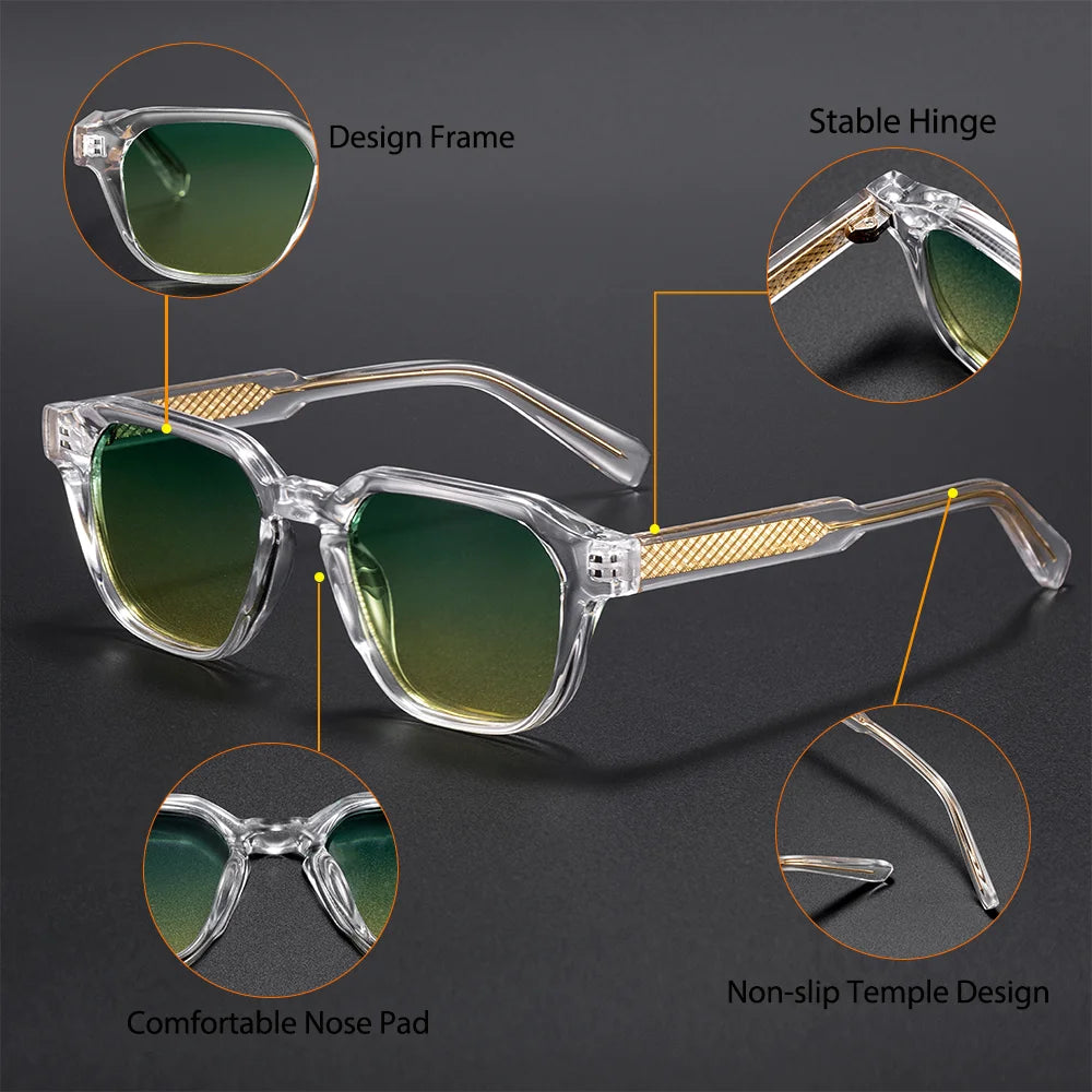 CATERSIDE New Fashion Men's Sunglasses CP Pin Square Frame Eyeglass Women's Outdoor Cycling Fishing Sports Retro Glasses UV400