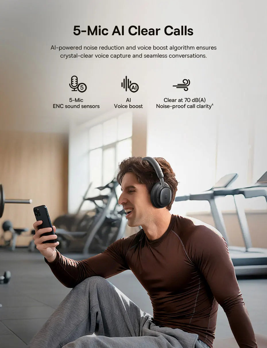 Baseus Bowie MH1 Bluetooth Headphones 48dB Noise Cancellation Hi-res LDAC Over Ear Headset Audio Wireless Earphone Earbuds