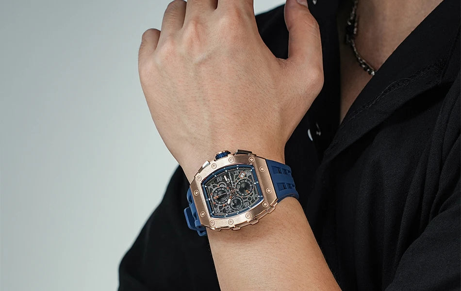 TSAR BOMBA New TB8204 Watch for Men, Japan Quartz Chronograph, 50M Waterproof Wristwatch, Fashion Sport Clock, Luxury Gift