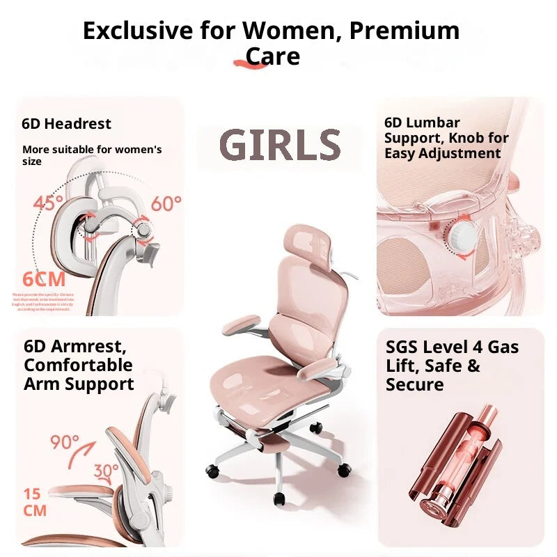 Ergonomic Rattan Office Chair with Massage Design, Sihoo Leather Executive Desk Chair, Folding Swivel Chair with Adjustable Height & Armrests
