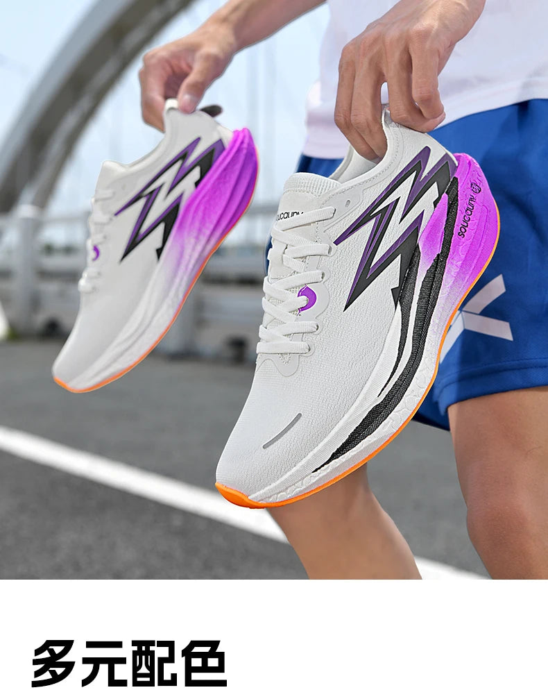 Ténis de Corrida NOVOS com Placa de Carbono para Maratona, Homem e Mulher, Desportivos, Respiráveis, Leves, Confortáveis, Antiderrapantes e Casuais