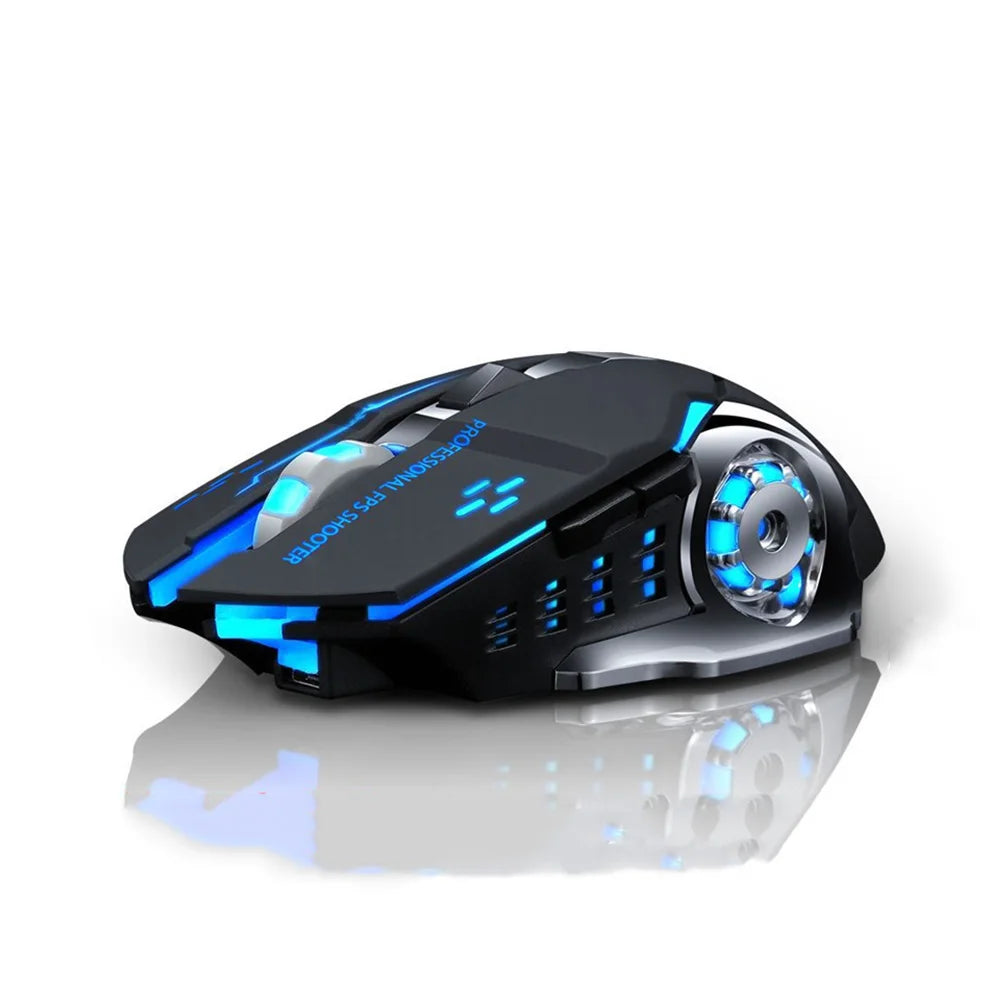 Ratón gaming Mecha inalámbrico Bluetooth 2.4G USB, recargable, silencioso y retroiluminado, ratón ergonómico para oficina, accesorios de juego