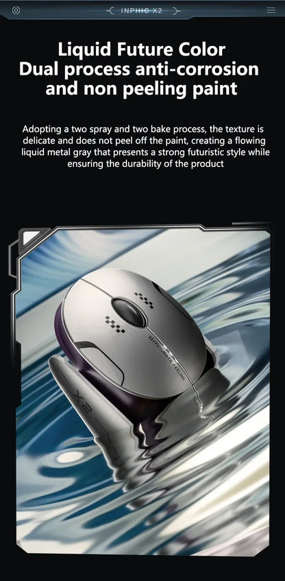 Ratón inalámbrico Bluetooth Inphic X2 trimodo de metal, silencioso, recargable, con retroiluminación e-sports, para gaming, PC y portátiles, accesorio de regalo