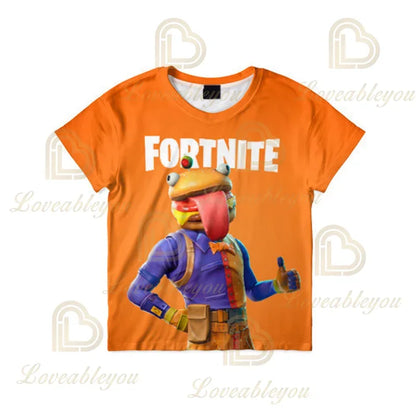Nova T-shirt de Verão Fortnite para Rapazes, T-shirt Cartoon Gira, Manga Curta, para Homem, Mulher e Criança, T-shirts para Adolescentes, Tops Streetwear
