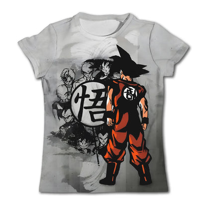 T-shirt Dragon Ball para Criança, Top Tee Anime Figures Son Goku Super Saiyan, T-shirt para Rapaz, Roupa Infantil de Verão de Manga Curta