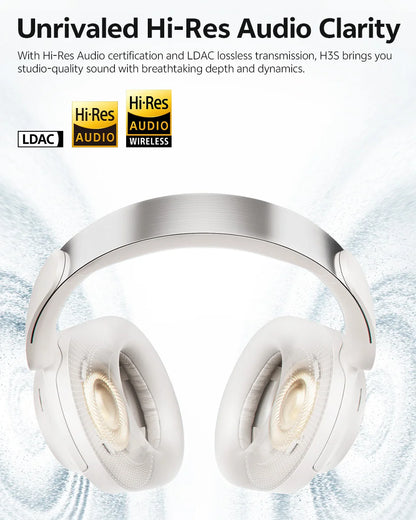 Auriculares circumaurales QCY H3S ANC Bluetooth 6.0 – Audio espacial Hi-Res LDAC, cancelación de ruido adaptativa de -56dB, auriculares inalámbricos