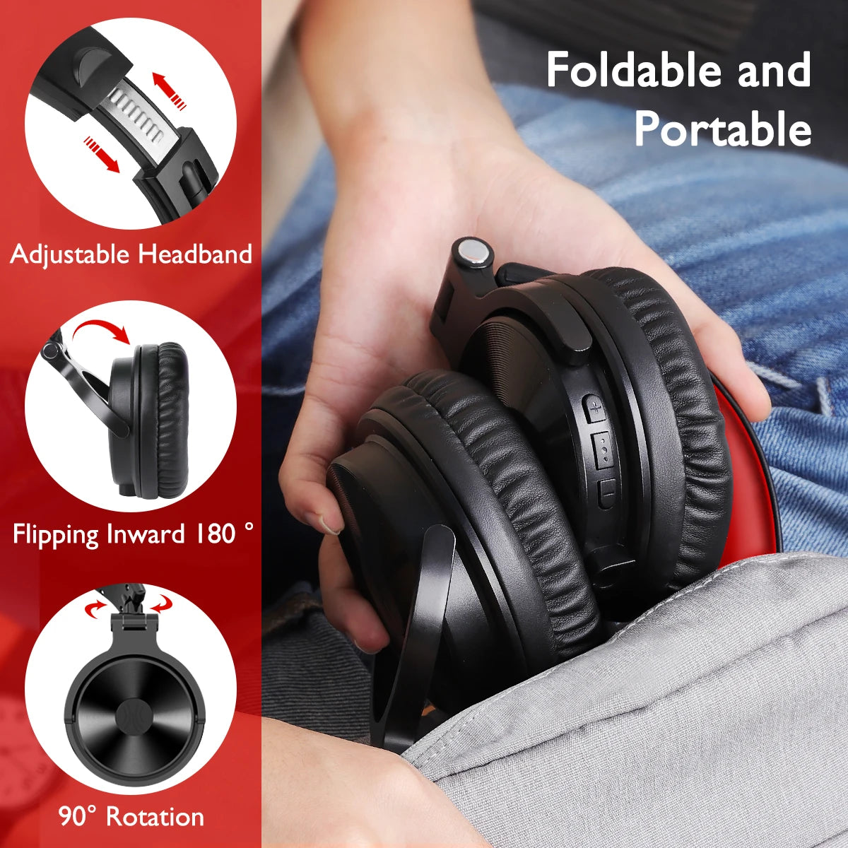 Auriculares gaming inalámbricos Bluetooth 5.2 OneOdio 110H – 110H de autonomía, sonido de graves profundos circumaurales con micrófono, auriculares 2 en 1 con cable e inalámbricos para PC y PS4