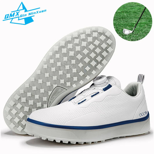 Couple Golf Shoes Men's White Waterproof Rotating Buckle Fitness Spikeless Non-slip Golf Golfer Training Golf Sneakers Women