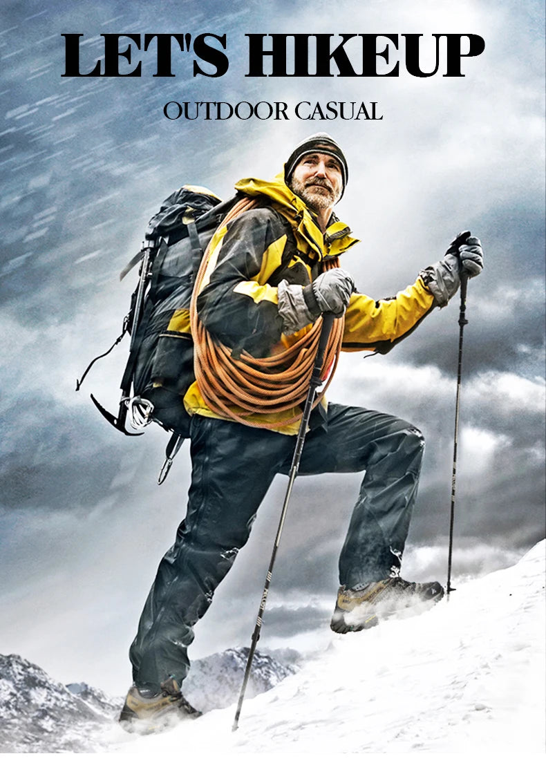 HIKEUP Pantofi de drumeție pentru bărbați, pentru patru sezoane, sport outdoor, piele naturală, rezistenți la uzură, pantofi de escaladă cu talpă din cauciuc, sneakeri de trekking
