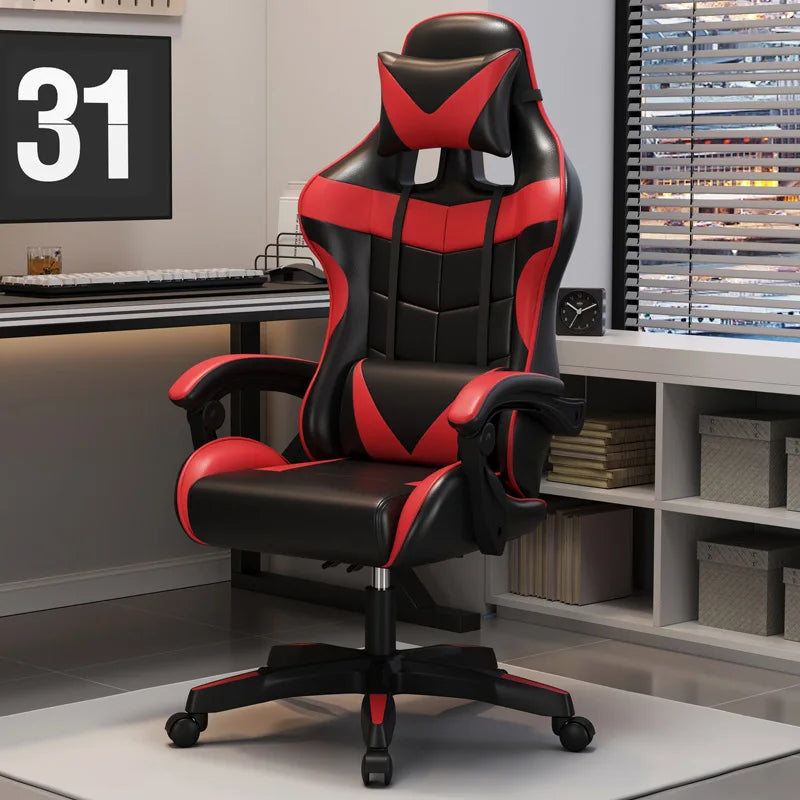 Gaming Chair for Home Office Internet Cafe Computer Swivel Chair with Elastic Back Support for Streamers Ergonomic Long