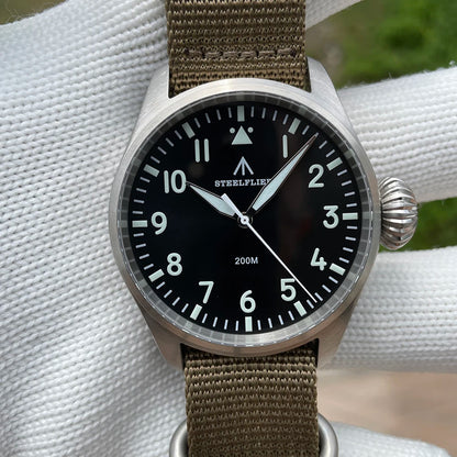STEELFLIER Official SF743 Pilot VH31 Quartz Movement Big Onion Crown 200M Waterproof Sapphire Crystal Luxury Dive Luminous Watch