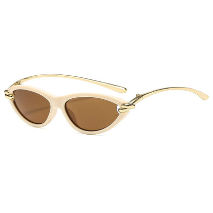 vintage small cat eye sunglasses for women new fashion beige gradient alloy sun glasses ladies elegant driving shades uv400