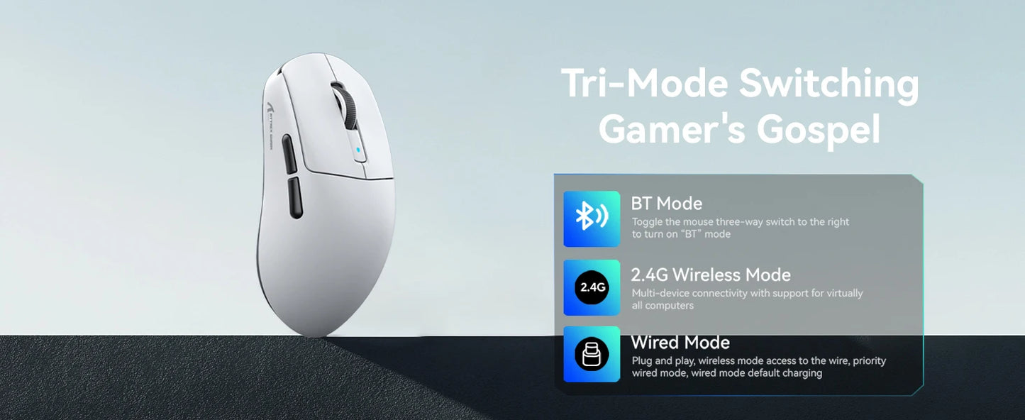 Mouse gaming wireless leggero Attack Shark R6, mouse per computer con sensore PAW 3950Max e Nordic 52480, polling 8KHz
