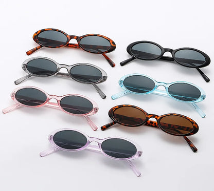 New Small Oval Sunglasses Women Men Trendy Vintage Hip Hop Cat Eye Sun Glasses Female Leopard Black Punk Eyewear UV400 Oculos