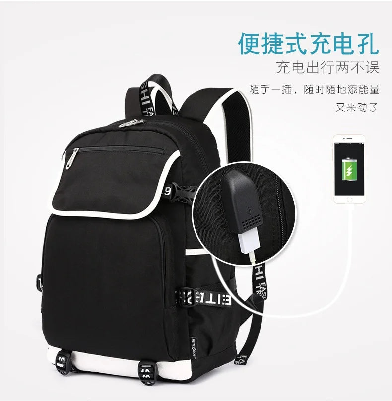 Fortnites Large Capacity Backpack Casual Shoulder Bag with USB Port Unisex Anime Students Schoolbag New Stylish Stationery Gift