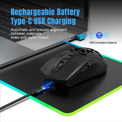 HXSJ T26 Dual Mode Wireless Gaming Mouse, Bluetooth 5.1 & 2.4G Rechargeable Gaming Mouse, 4800 DPI Ergonomic Optical Mouse for Laptop & PC
