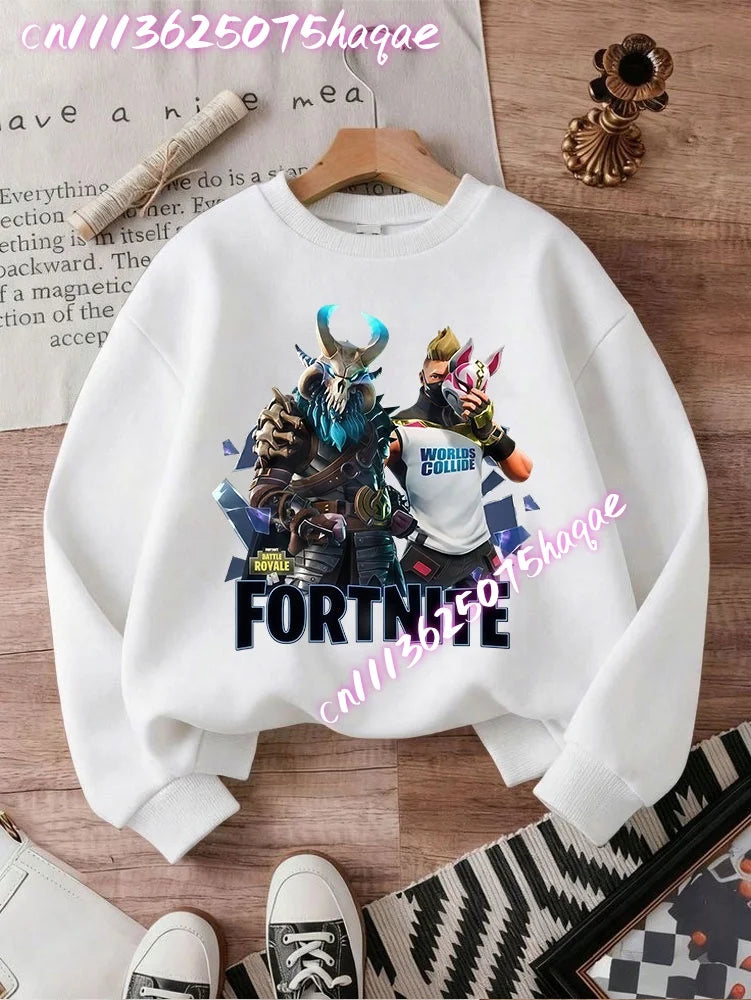 FORTNITED Children Long-sleeved Girls Streetwear Boys Baby Sweatshirt Pullover Sweatshirt Anime Fashion Kid Clothing Tops Gift