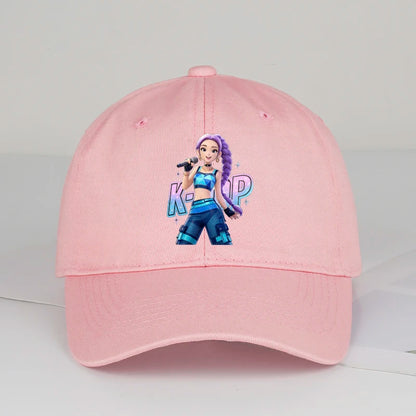 K-POP Purple Hair Idol Cartoon Print Baseball Cap Men Women Y2K Streetwear  Adjustable Dad Hat Sun Hat