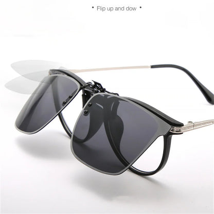 New Arrival Polarized Flip-up Clips Sunglasses for Myopia glasses, Retro Big Size Square Al-Mg glass Clip-on Sunglass Clip C3167