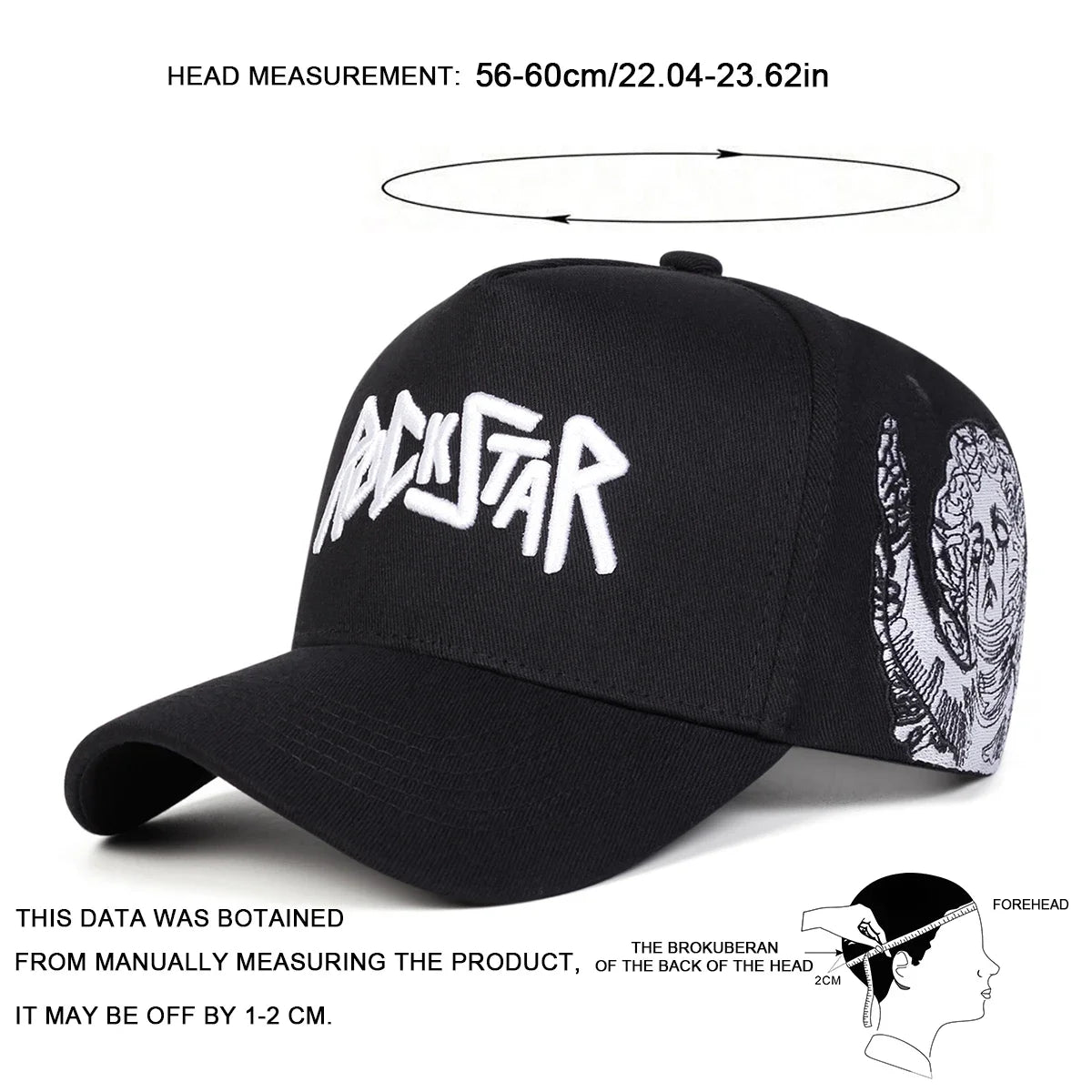 Unisex ROCKSTAR LetterEmbroidery Baseball Caps Spring Autumn Outdoor Adjustable Casual Hats Sunscreen Hat Sports Cap