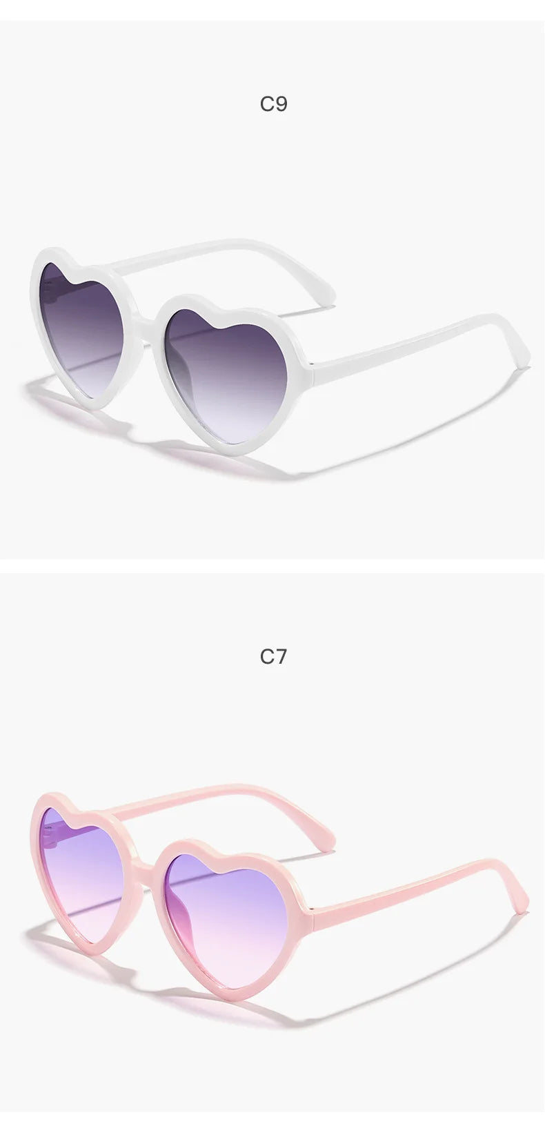 Stylish Kids rose pink Heart Sunglasses UV400 Protection Adjustable Frame for Boys Girls Baby Toddler 0-12 Years eyewear