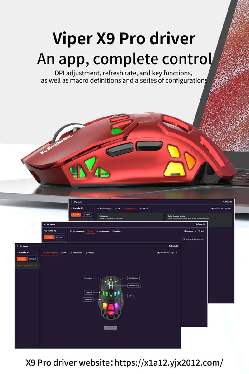 Lenovo Tri-Mode Gaming Mouse Wireless with RGB Charging Dock, 12000DPI Ergonomic Rechargeable Mouse, Bluetooth 2.4G USB Mouse for PC Laptop