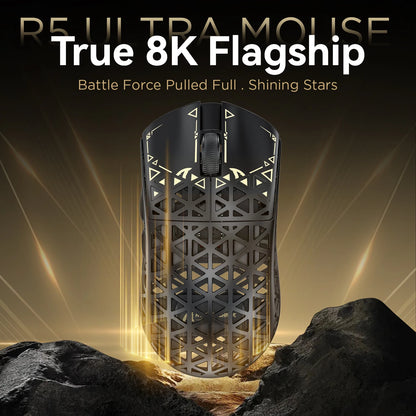 ATTACK SHARK R5 Tri-mode Ultra Wireless Gaming Mouse Carbon Fiber 8K, PAW3950MAX, 8000Hz Wireless Polling Rate, DPI up to 42000