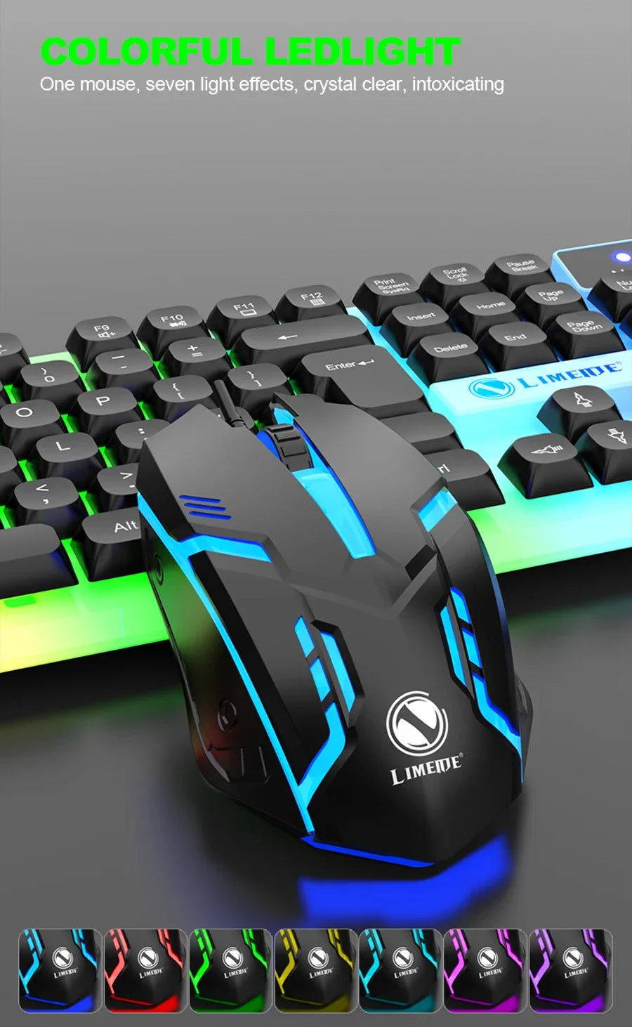 Conjunto gaming NG GTX350 com teclado e rato para computador portátil, retroiluminação LED, teclado USB com fio GTX350, preto