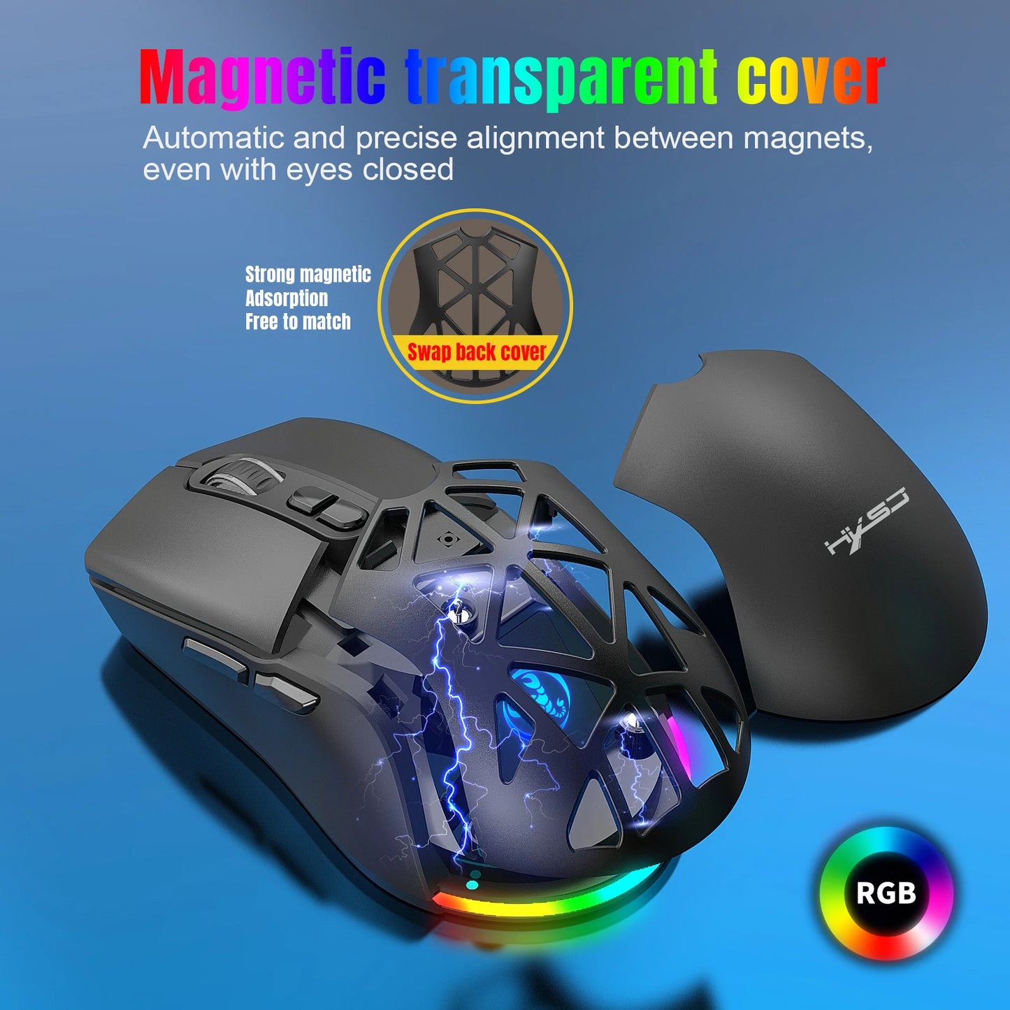 HXSJ T26 Dual Mode Wireless Gaming Mouse, Bluetooth 5.1 & 2.4G Rechargeable Gaming Mouse, 4800 DPI Ergonomic Optical Mouse for Laptop & PC