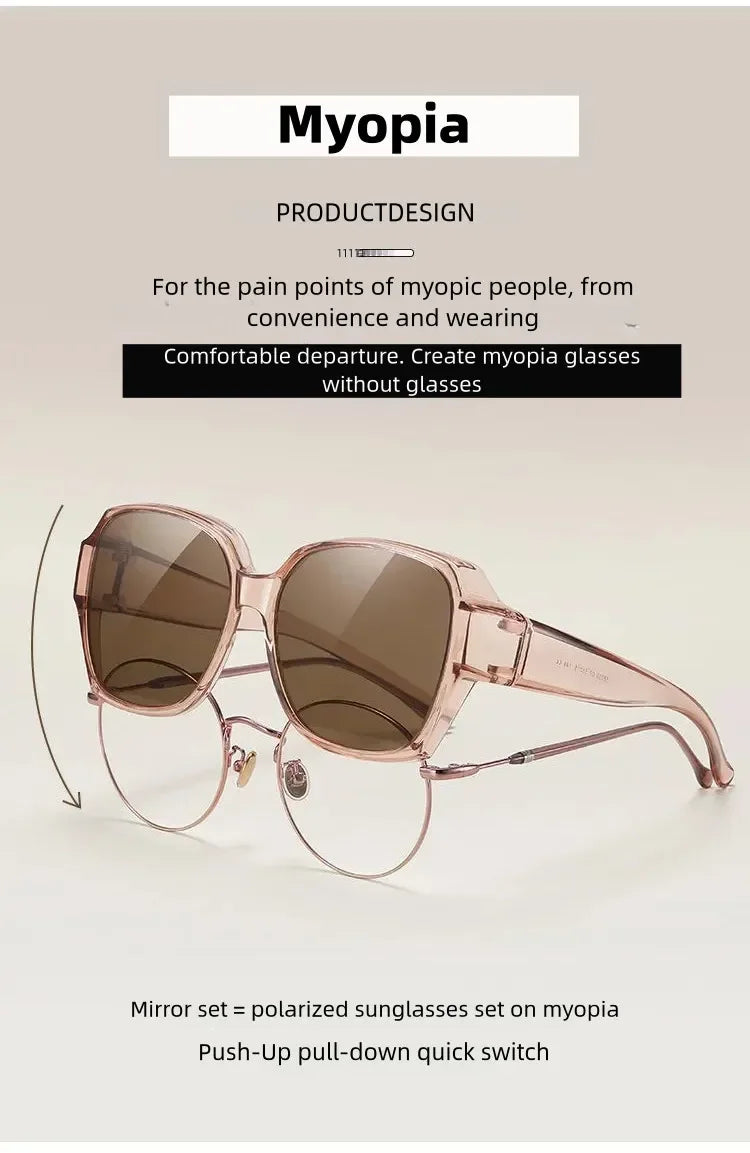 Fashion Round Polarized Sunglasses Cover Over Myopia Prescription Glasses Portable Men Women Vintage Fishing Driving Eyewear