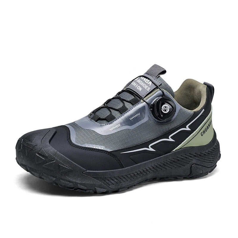 Sneakers da trekking da uomo con fibbia girevole, scarpe da escursionismo con suola spessa per attività all’aperto, scarpe sportive da uomo, comode e antiscivolo, ideali per arrampicata e passeggiate