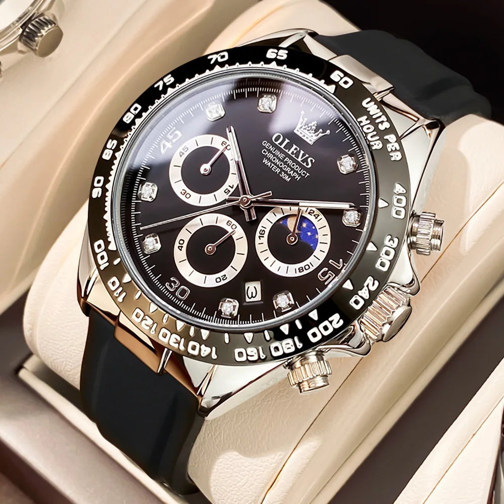 OLEVS Men’s Watch – Luxury quartz watch, water-resistant and luminescent, featuring a chronograph and date display – Men’s sports watch from a leading brand