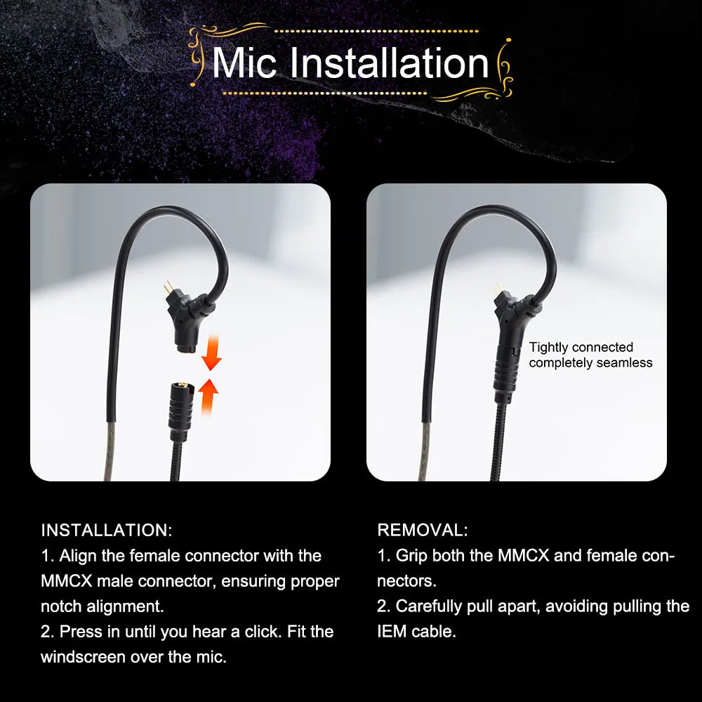 Celest Wyvern Black In-Ear Monitor Wired IEM Gaming Earbuds with Microphone HiFi Bass 10mm Driver Detachable Cable