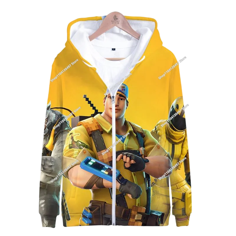 2024 New Game Zipper Hoodie Children's Sweatshirt Fortnite Pullover Sweatshirts Fashion Boys and Girls Clothing