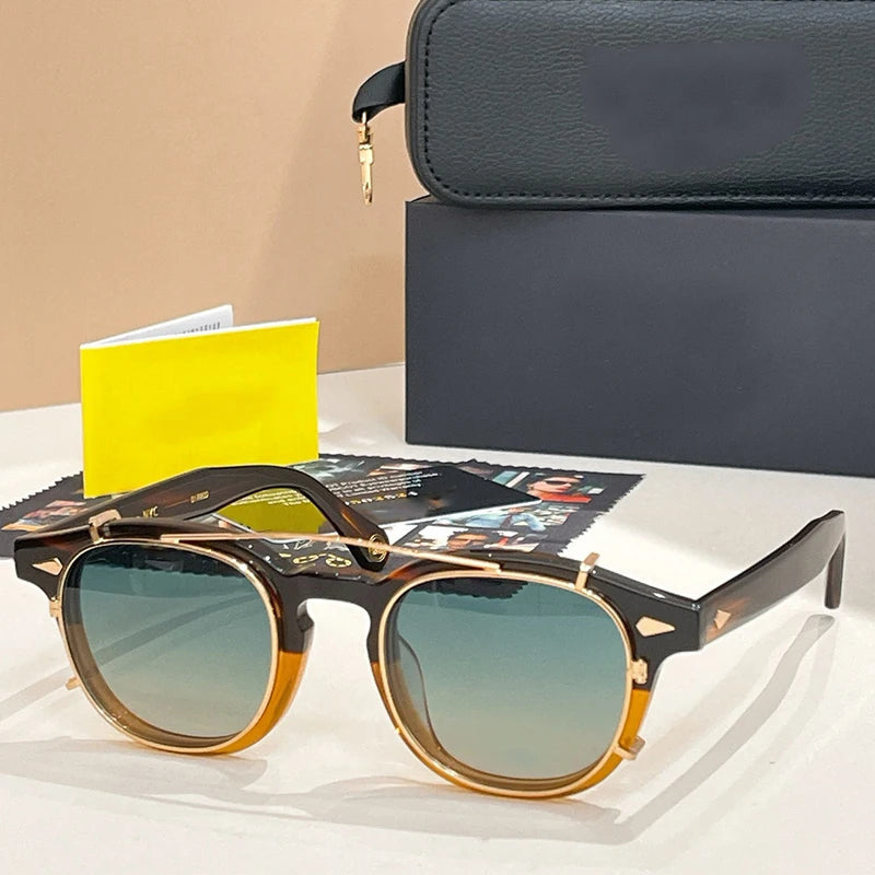 Acetate Round Classical Sunglasses for Men and Women High Quality Brand Designer UV400 Outdoor Luxury Retro Eyeglasses