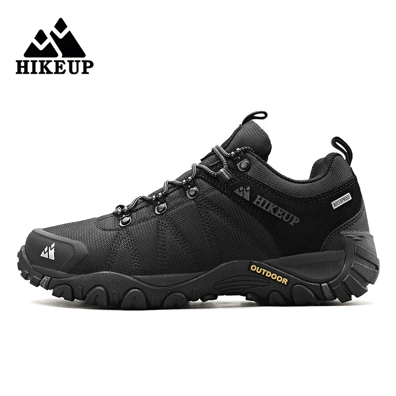 HIKEUP Pantofi de drumeție pentru bărbați, pentru patru sezoane, sport outdoor, piele naturală, rezistenți la uzură, pantofi de escaladă cu talpă din cauciuc, sneakeri de trekking