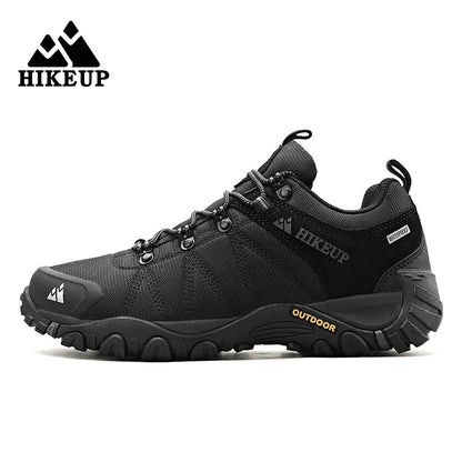 HIKEUP Pantofi de drumeție pentru bărbați, pentru patru sezoane, sport outdoor, piele naturală, rezistenți la uzură, pantofi de escaladă cu talpă din cauciuc, sneakeri de trekking